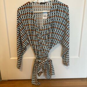 J. McLaughlin (never worn) Checkered Wrap Blouse